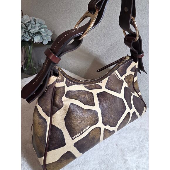 Dooney & Bourke Leather Giraffe Print Shoulder Bag - Picture 1 of 9